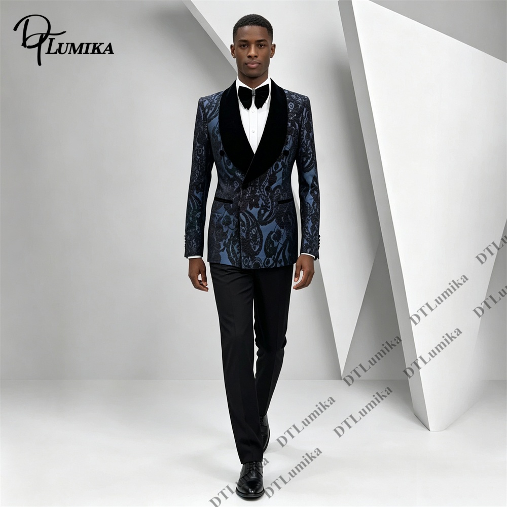 Formal Wear For Men Black Suit - Two Pieces Paisley Jacquard Tuxedo Suit