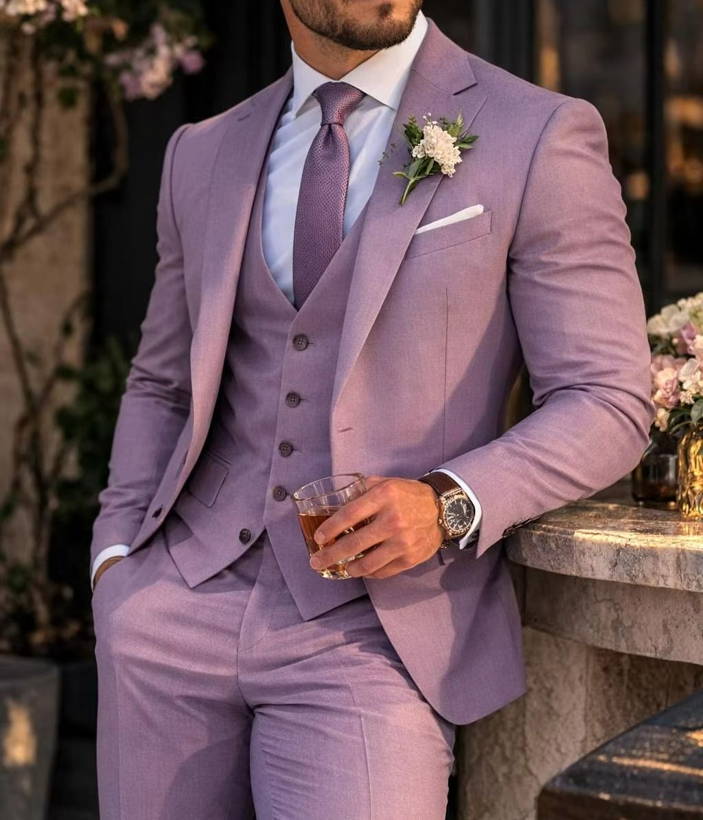 Lavender 3 Piece Men's Suit Li - Men Formal Wear With Blazer recension och pris