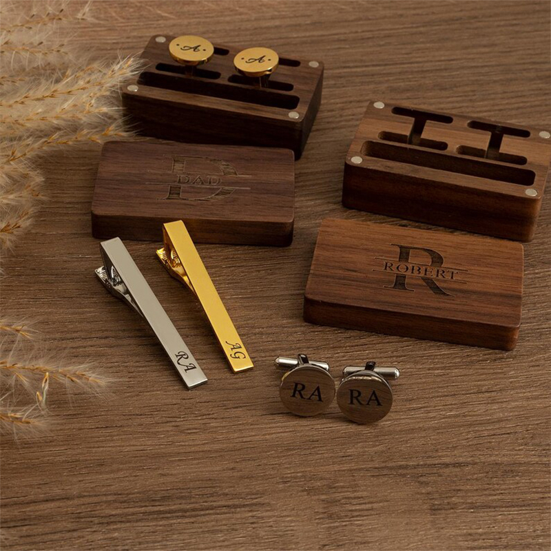 Personalized Groomsmen Cufflin - Tie Bar Clip recension och pris
