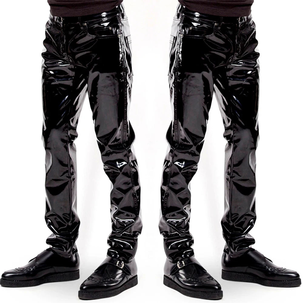 Men Faux Leather PVC Pants Tro - Men'S Gothic Formal Wear recension och pris