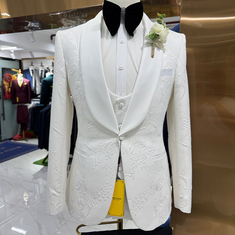 Men Wedding Suit White 3 Piece - Formal Wear For Men Black Suit recension och pris