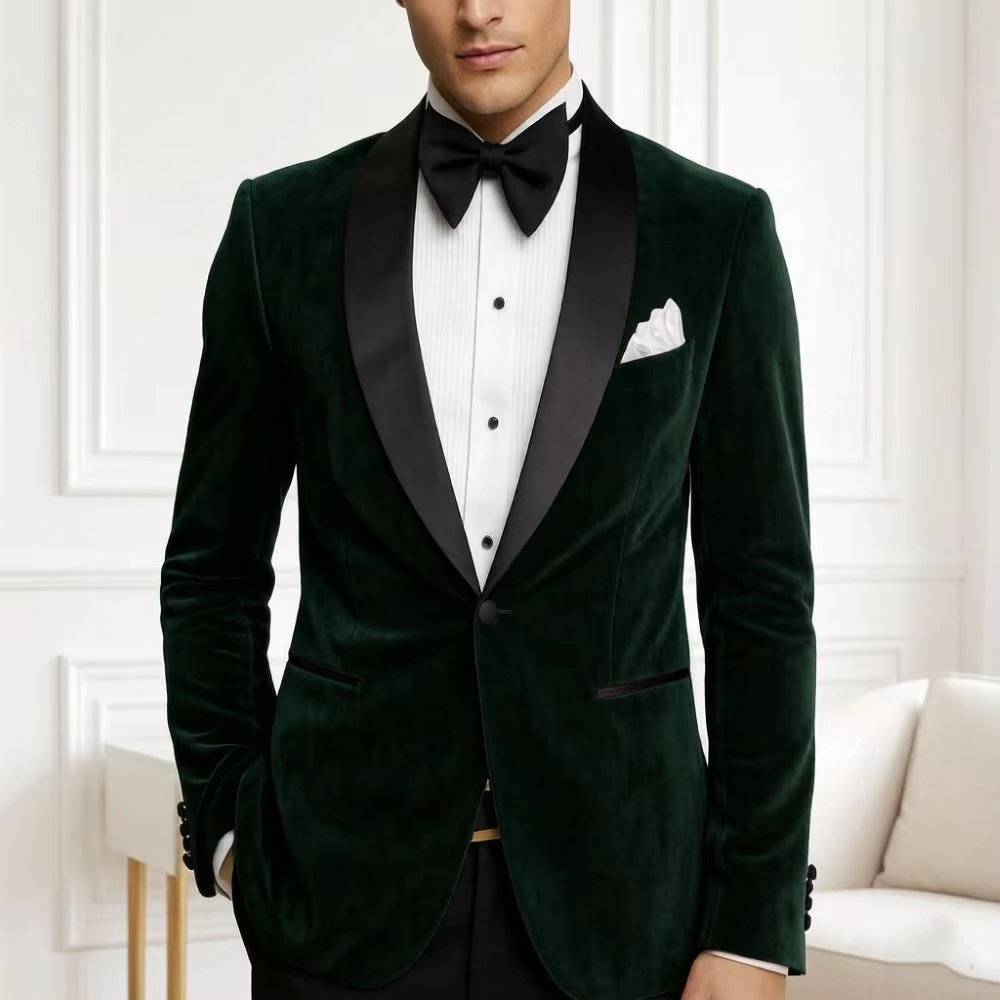 Men Velvet Blazer Slim Fit Sui - Formal Wear For Men Black Suit recension och pris