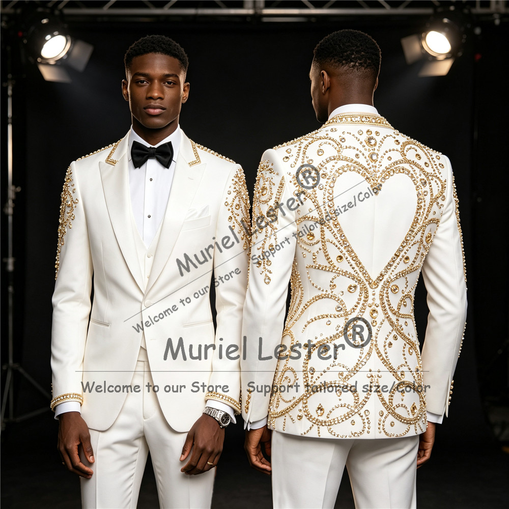 3 Piece Sets Gold Diamond Bead - Men Formal Wear Wedding recension och pris