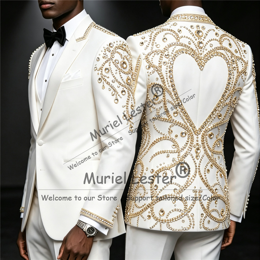 3 Piece Sets Gold Diamond Bead - Men Formal Wear Wedding recension och pris