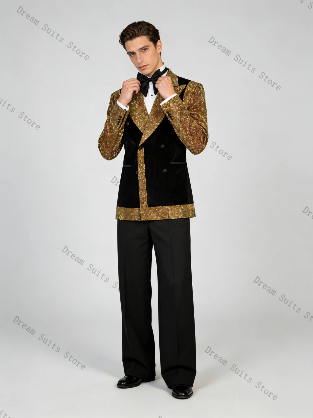 Golden Crystals Men Suit Set 2 - Formal Wear For Men Black Suit recension och pris