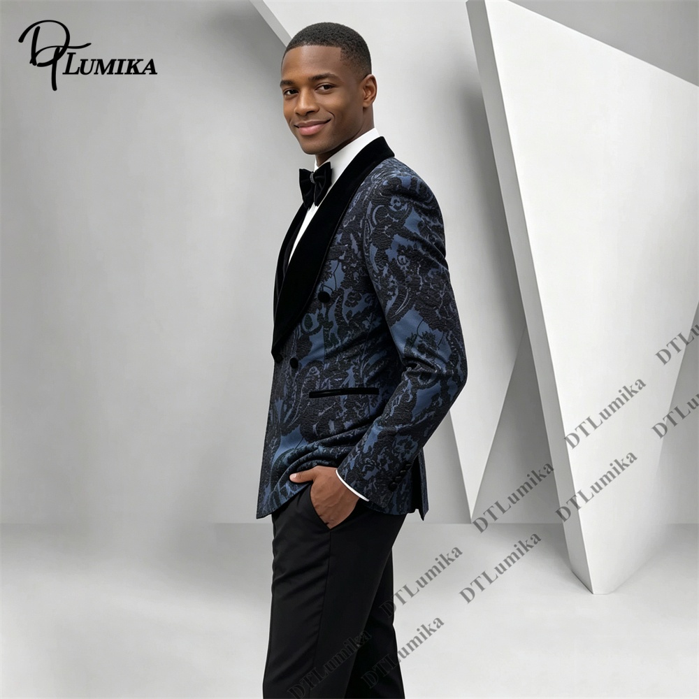 Two Pieces Paisley Jacquard Tu - Formal Wear For Men Black Suit recension och pris